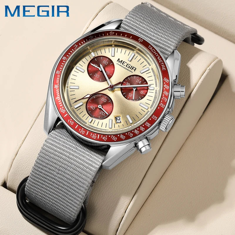 Men's Sport Automatic Chronograph Waterproof Watch with Canvas Strap