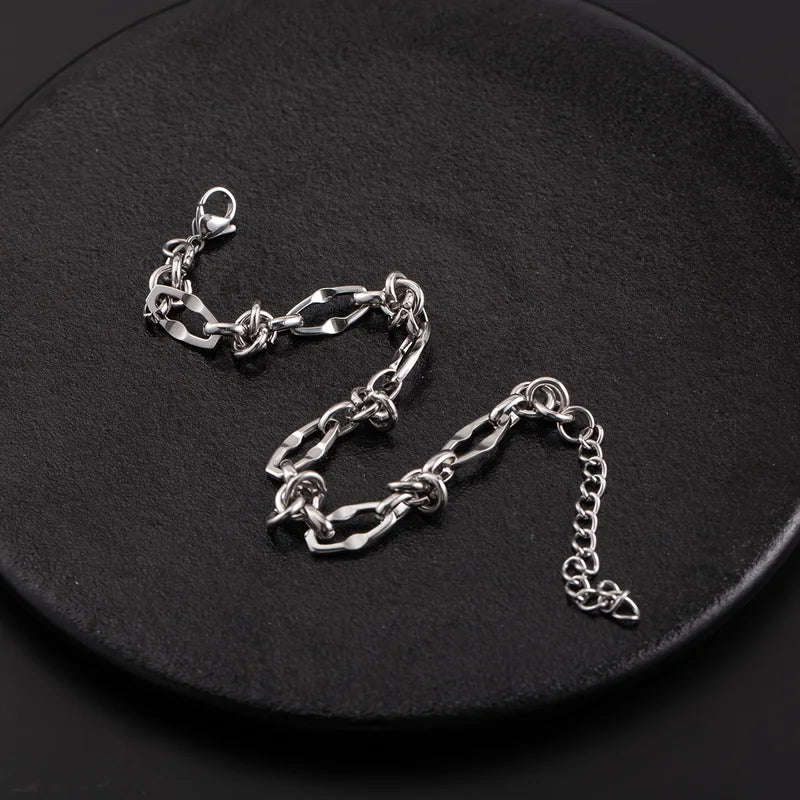 Titanium Steel Bracelet for Men Women Irregular Chain Link Jewelry Adjustable Trendy