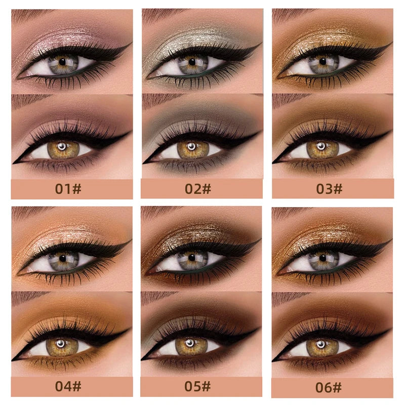 Double Head Glitter Matte Liquid Eyeshadow Set - Long Lasting 6 Colors