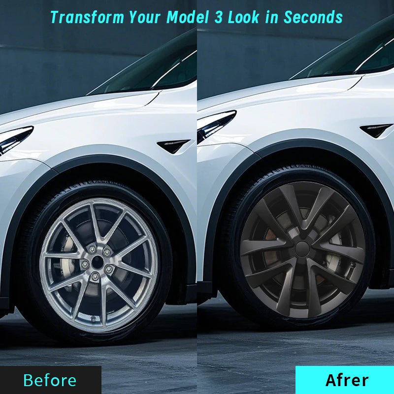 4PCS 18 Inch Hubcap for Tesla Model 3 Full Rim Cover Replacement Auto Wheel Accessory