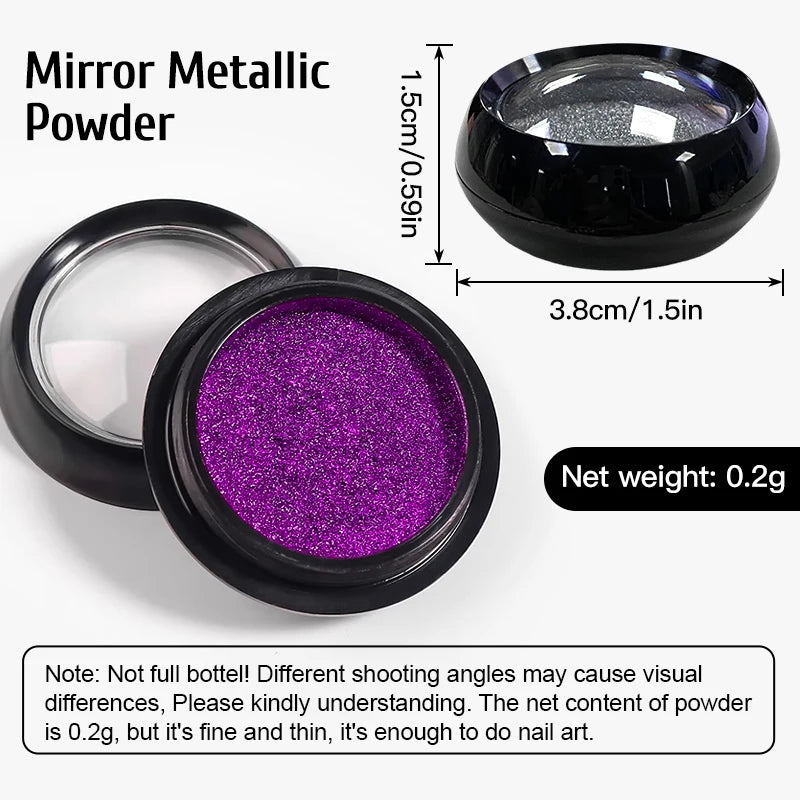 Metallic Mirror Nail Powder Set - 8 Colors for DIY Manicure & Nail Art