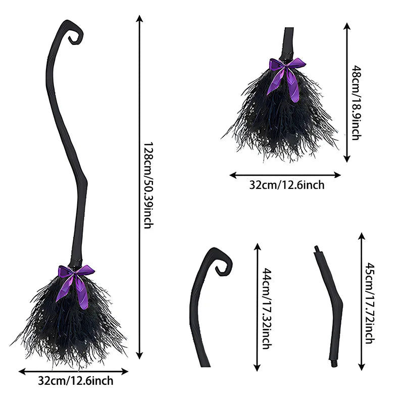 Halloween Witch Broom Decoration Prop for Costume Parties and Cosplay