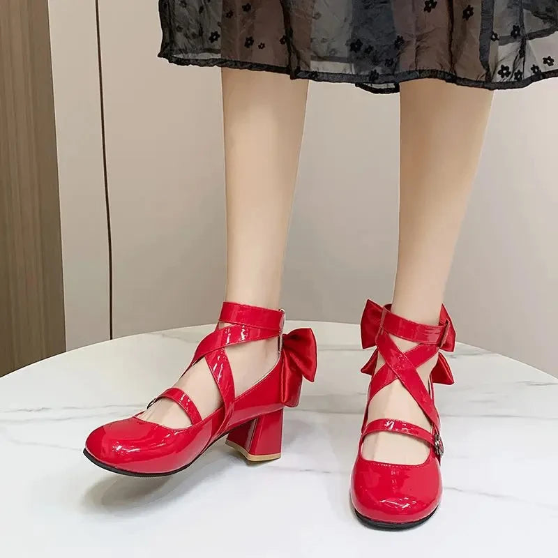 Anime Madoka Magica Cosplay Shoes Girls High Heels Leather Boots Halloween Costume