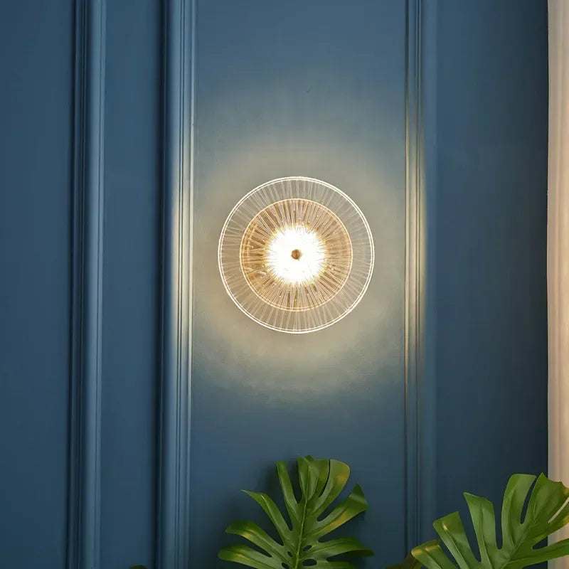 French Wall Sconce Modern Living Room Bedside Wall Lamp with Glass Shade