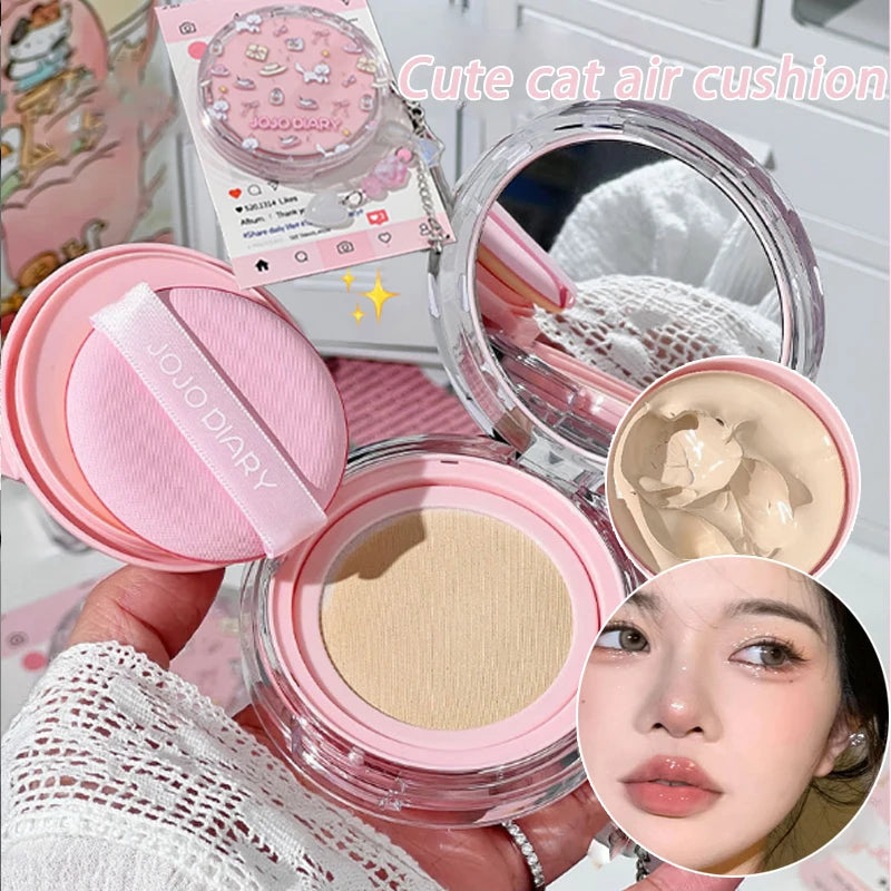 Cute Cat Air Cushion BB Cream - Hydrating High Coverage Foundation with Moisturizing Concealer, Oil Control, Korean Makeup Base