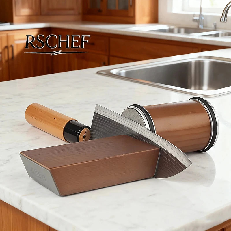 Knife Sharpener Set with Magnetic Holder & Diamond Stone - 15° & 20° Angles, Kitchen Accessory