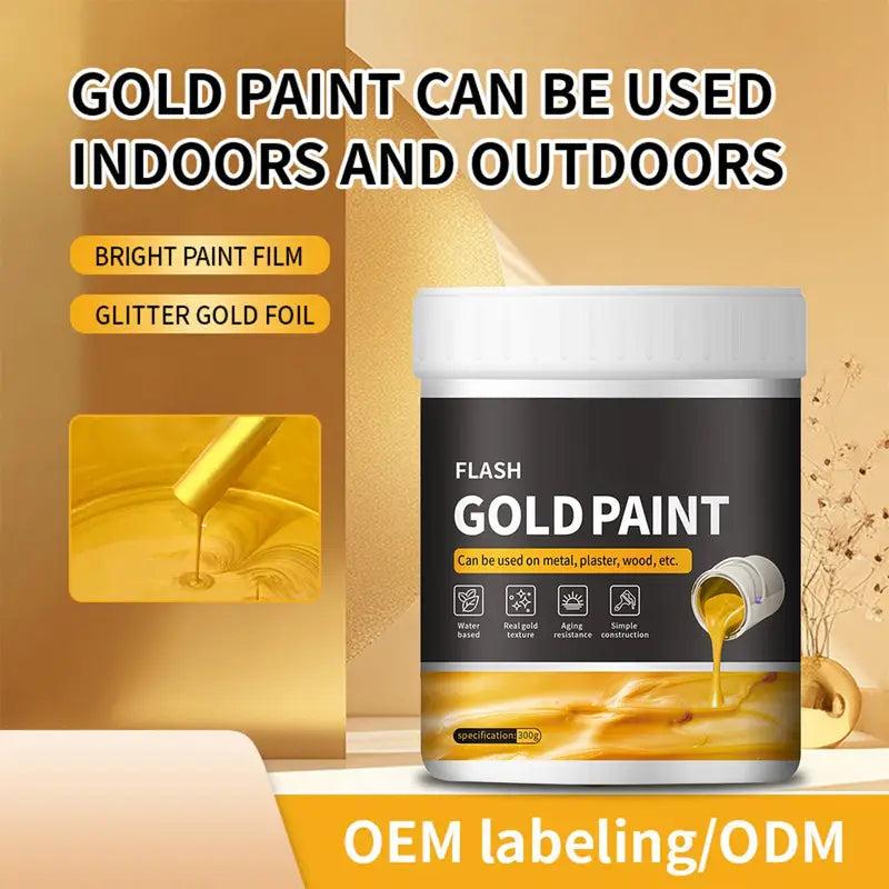 Liquid Gold Paint 300g Metallic Gilding Paint for Wood Metal Plaster Art