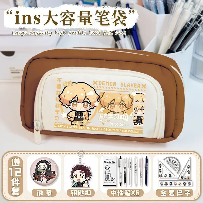 Anime Demon Slayer Pencil Bag - Kamado Tanjiro Multi-Functional Stationery Organizer