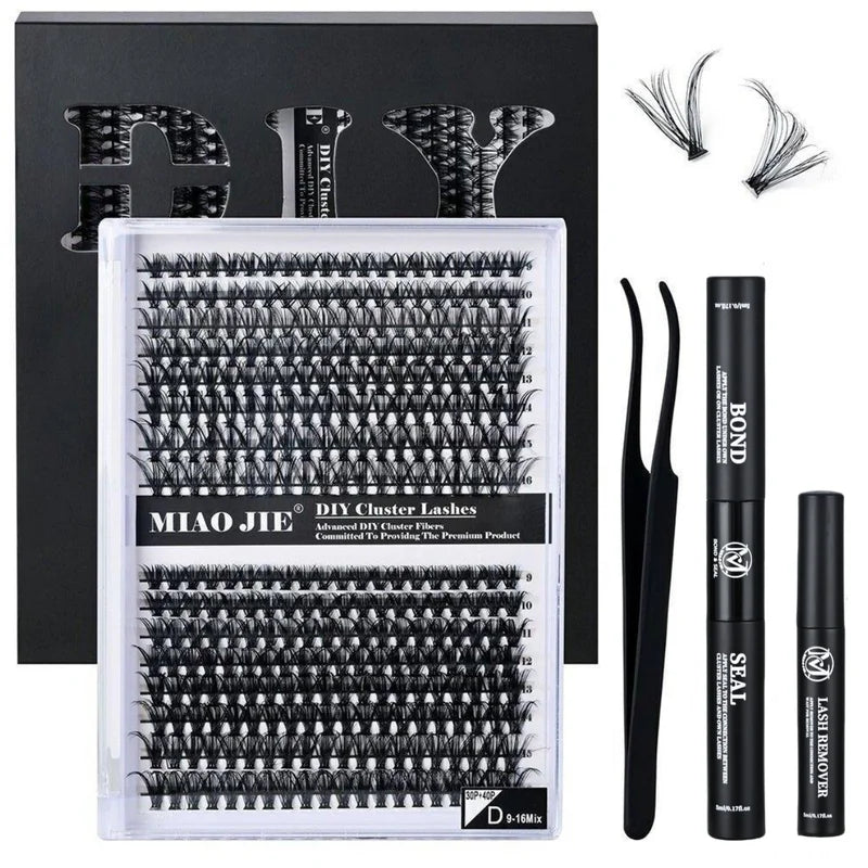 DIY False Eyelash Clusters Kit 30D/40D Wispy Fluffy Lashes with Applicator Tools