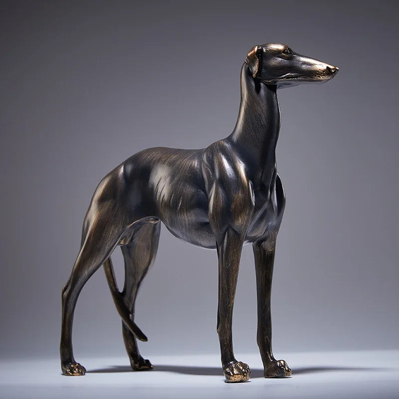 Dog Statue with Antique Bronze Finish Resin Animal Sculpture for Home & Garden Decor