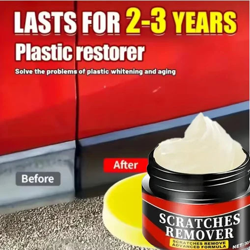 Car Plastic Restorer and Trim Polish Wax for Interior & Tires - Scratch & Anti-Aging Repair