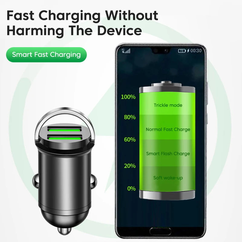 Dual USB Car Phone Charger 200W QC3.0 Fast Charging Cigarette Lighter Adapter