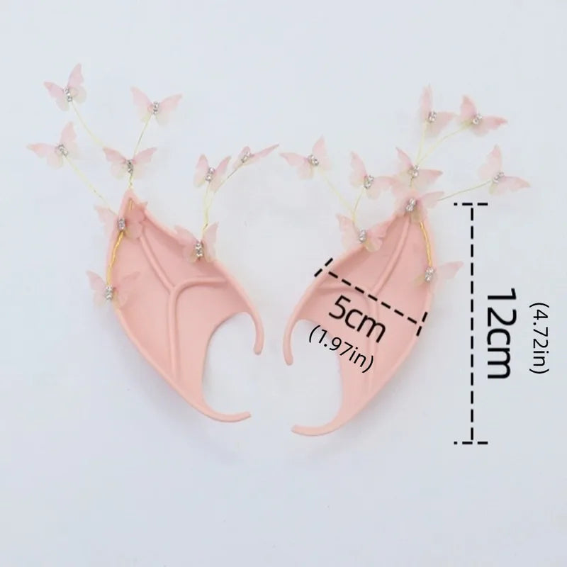 Halloween Elf Ears Cosplay Costume Accessories with Earring Dangle Fake Piercing