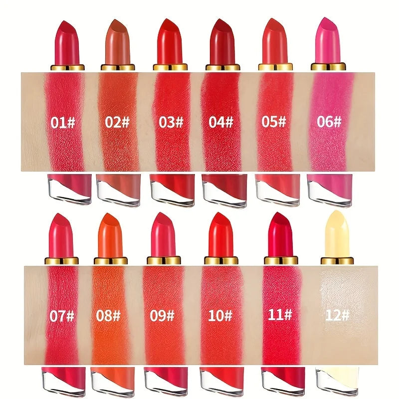 Creamy Long Lasting Lipstick Set for Women and Beginners - 12 Colors
