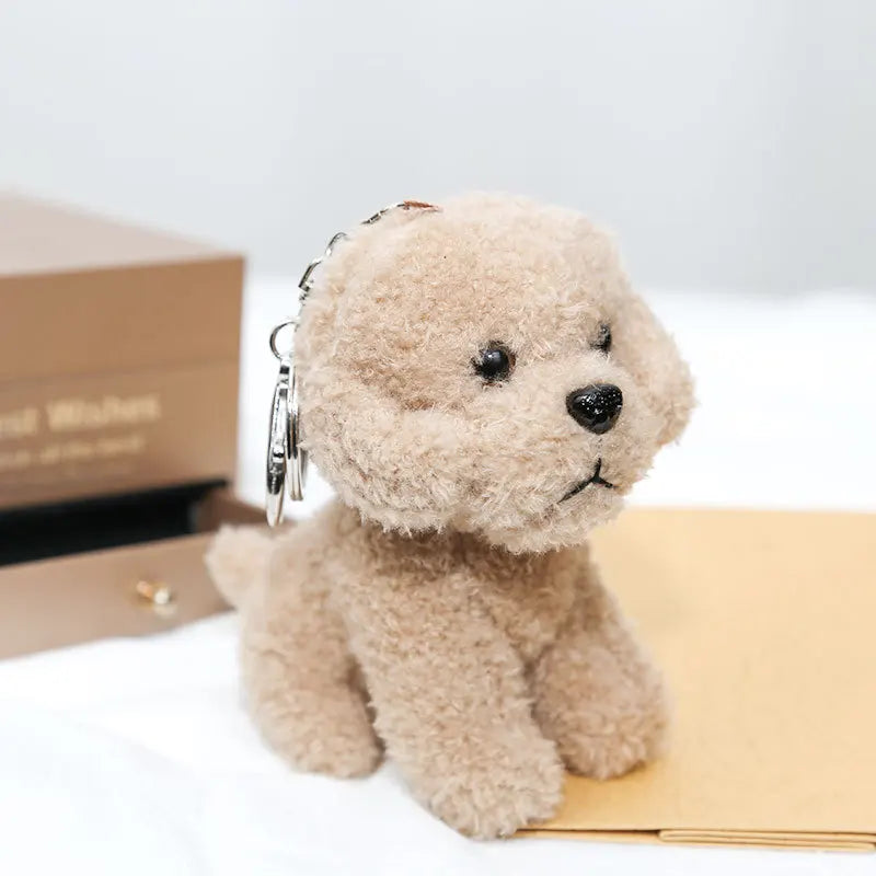 12cm Cute Teddy Dog Plush Keychain Small Pendant Kids Toy Backpack Accessory Christmas Gift