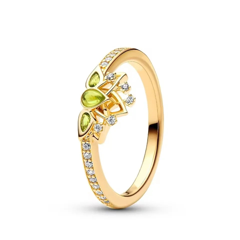 Elegant Sterling Silver Heart-Shaped Crown Ring - Gold Series Jewelry Gift
