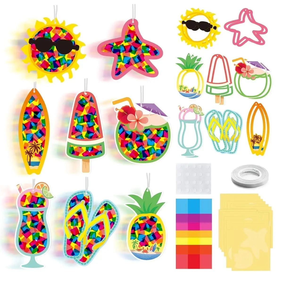Kids Stained Glass Craft Kit for Windows - Easter Paper Hanging Ornament Set