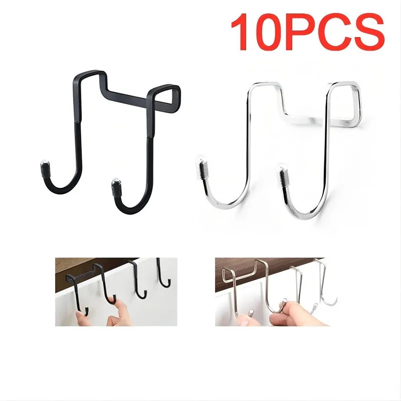 304 Stainless Steel S-Shape Double Hook for Kitchen Bathroom Cabinet Door Storage