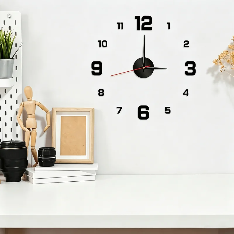 Glow-In-The-Dark DIY Wall Clock Mirror Surface Creative Wall Decor Silent Clock