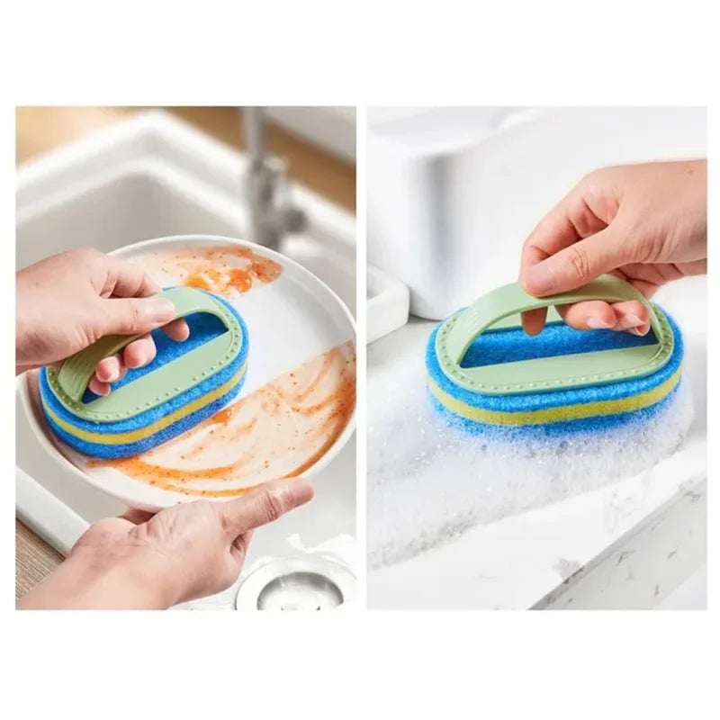 Multi-Purpose Household Cleaning Sponge Brush with Handle