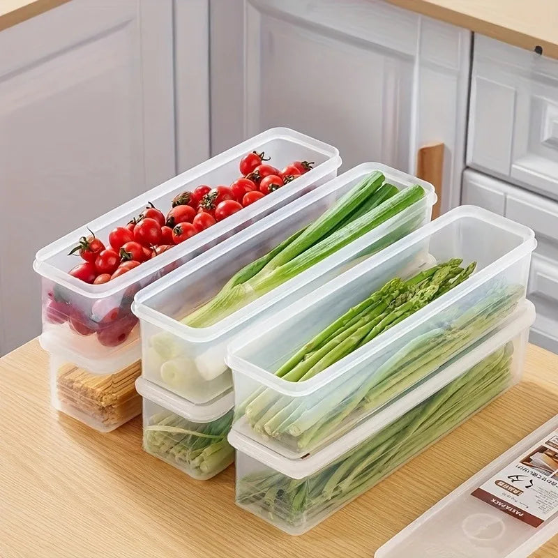 4 Pack Rectangular Food Storage Containers - Reusable Plastic Refrigerator Organizer Boxes