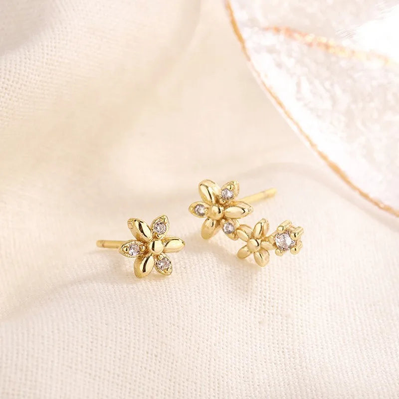 Mini Candy Flower Earrings for Women Hypoallergenic Stud Jewelry Gold & Silver