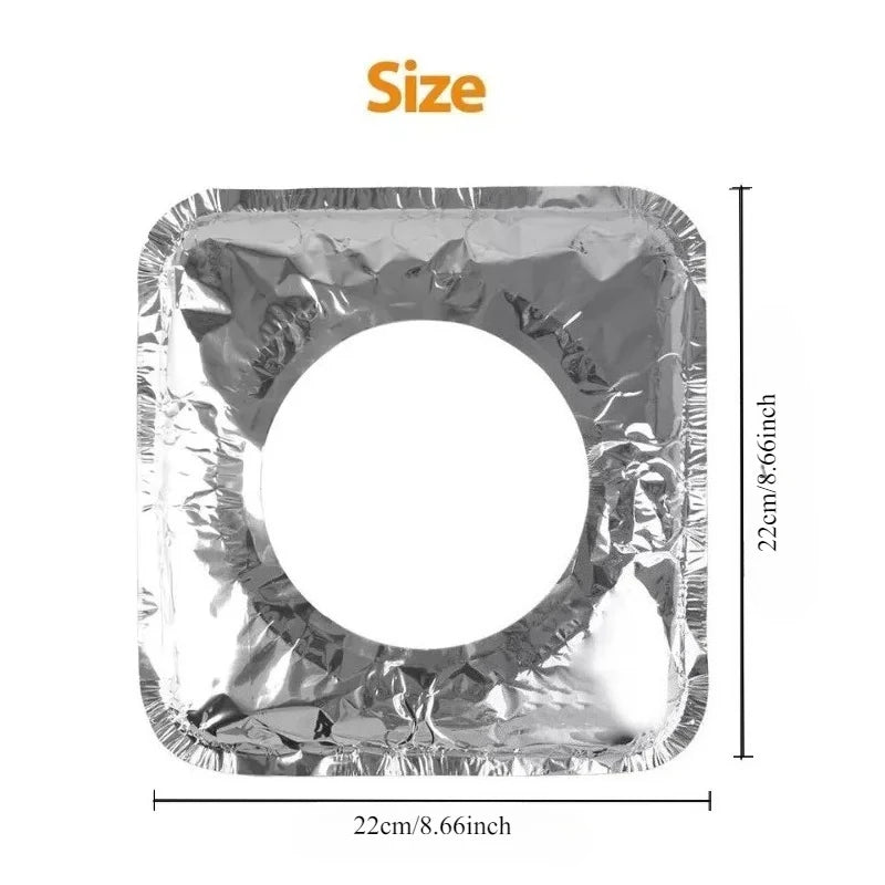 Disposable Aluminum Foil Stove Burner Covers, Oil-Proof Gas Cooktop Protectors, 22x22cm, 20 Pack