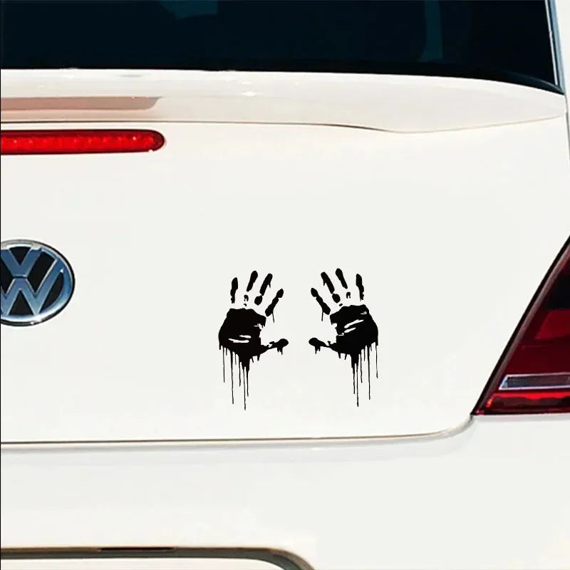 Pair Bloody Handprints Horror Car Stickers Vinyl Decals for Vehicles & Laptop