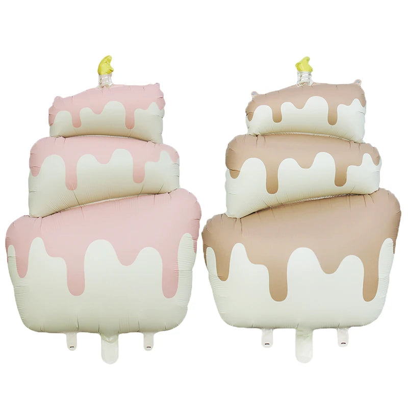 Large Birthday Cake Foil Balloons Cartoon Bear Kids Party Decorations Set