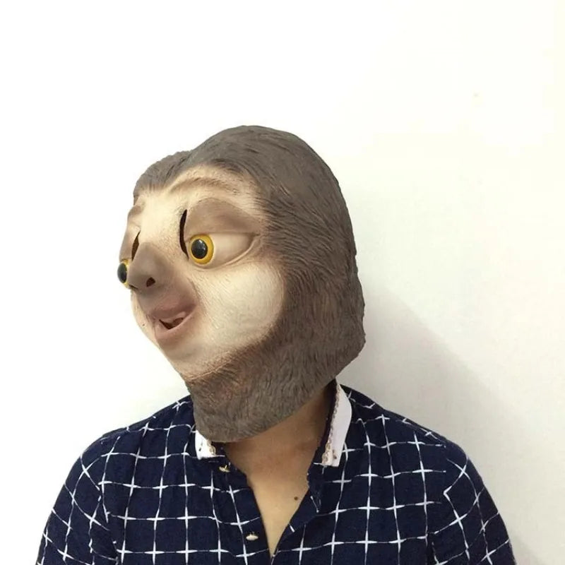Funny Latex Sloth Mask for Halloween Party Dress Up Animal Headset Costume