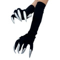 Halloween Cat Wolf Nail Gloves with Glitter Long Nails Cosplay Costume