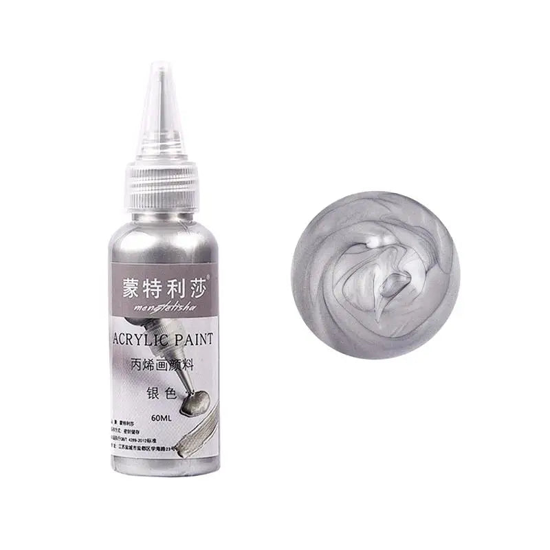 60ml Waterproof Metallic Acrylic Paint Pigment for DIY Crafts & Home Art