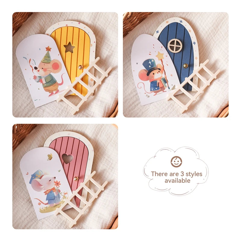 Wooden Fairy Elf Dollhouse Door Decorations - Miniature Craft Wall Ornaments