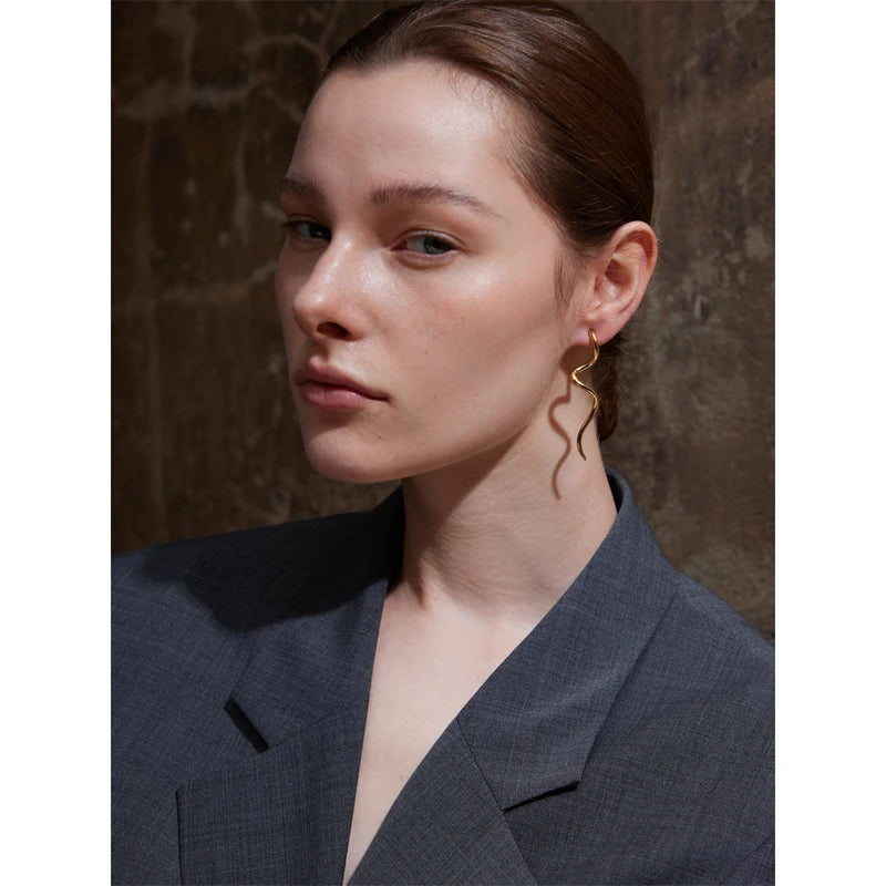 Minimalist Metal Long Stud Earrings - Geometric Stainless Steel Daily Jewelry