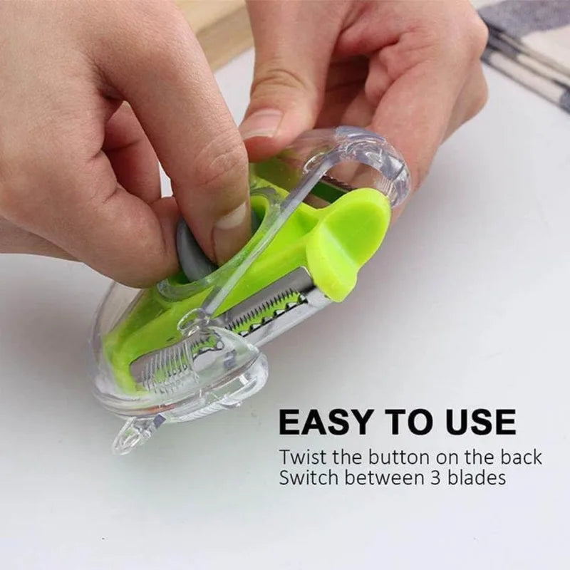 3-in-1 Rotary Vegetable Peeler Set - Stainless Steel Multi-Purpose Slicer Grater Shredder for Kitchen