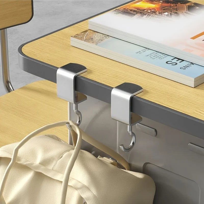 2pcs 360° Rotatable Steel Table Hooks - Detachable Office Desk Hangers