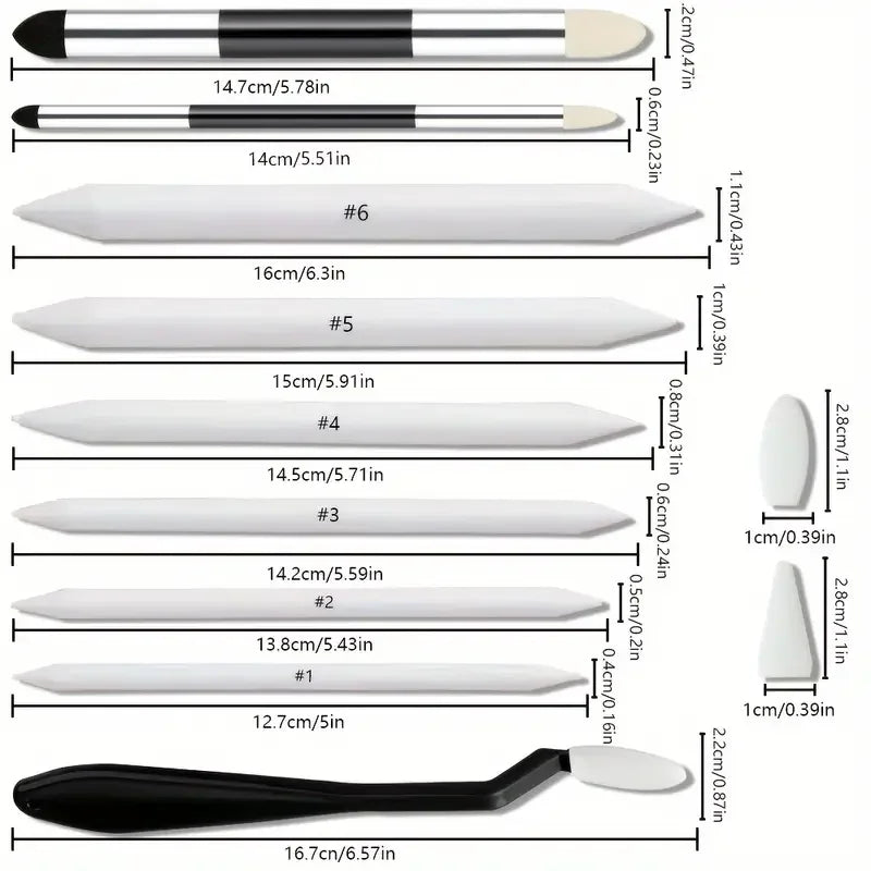 30-Piece Sketching and Drawing Tool Kit with Blending Stumps, Tortillions, Art Wipes, Scrapers & Dual-Tip Sponge Pens