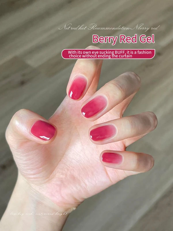 Berry Red Gel Nail Polish 10ml - Durable White Raspberry Varnish for Salon & Home Use