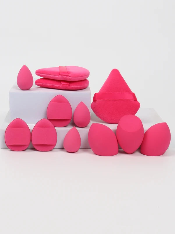 12-Piece Makeup Sponge Set with Powder Puffs, Beauty Eggs & Cushion Puffs