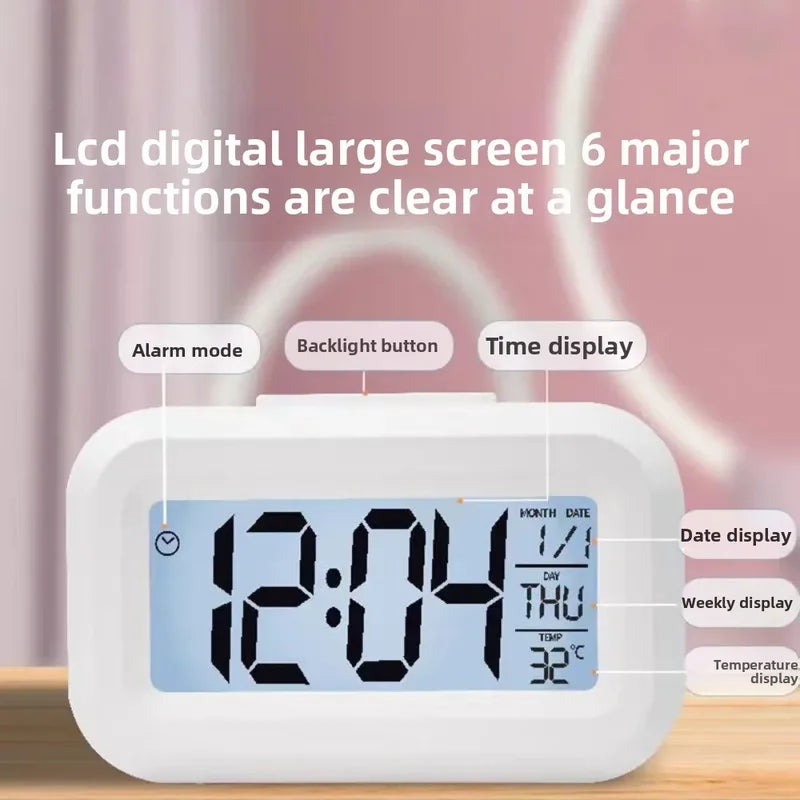 Digital Alarm Clock for Bedside and Home - Date, Temperature, Night Light, Snooze