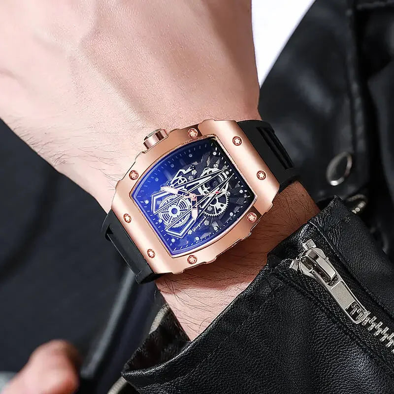 Men's Quartz Sports Watch with Silicone Band, Large Dial, Casual Style