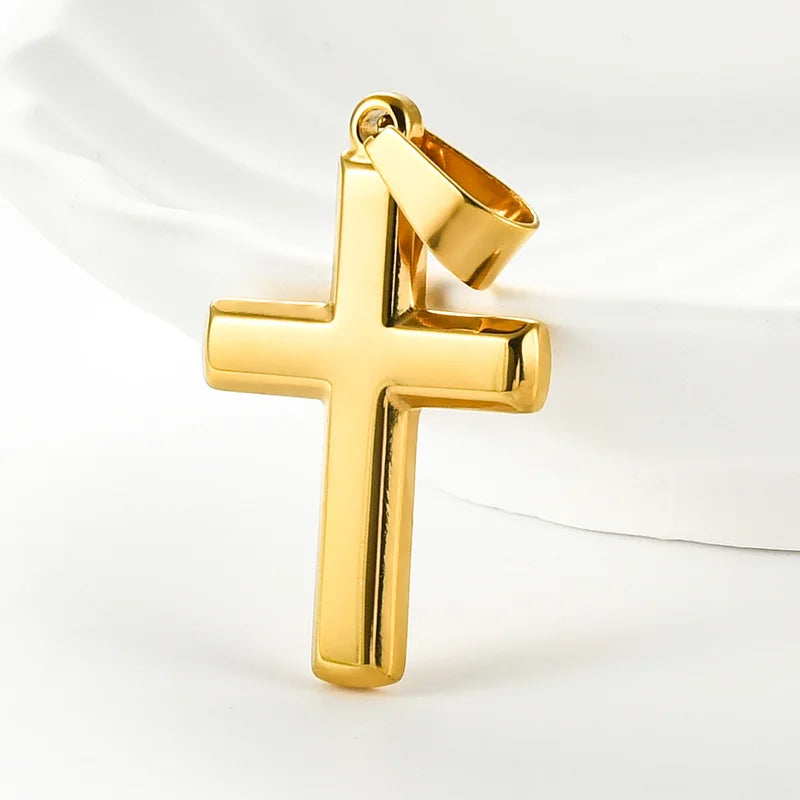Minimalist Christian Stainless Steel Cross Pendant Necklace for Men Women