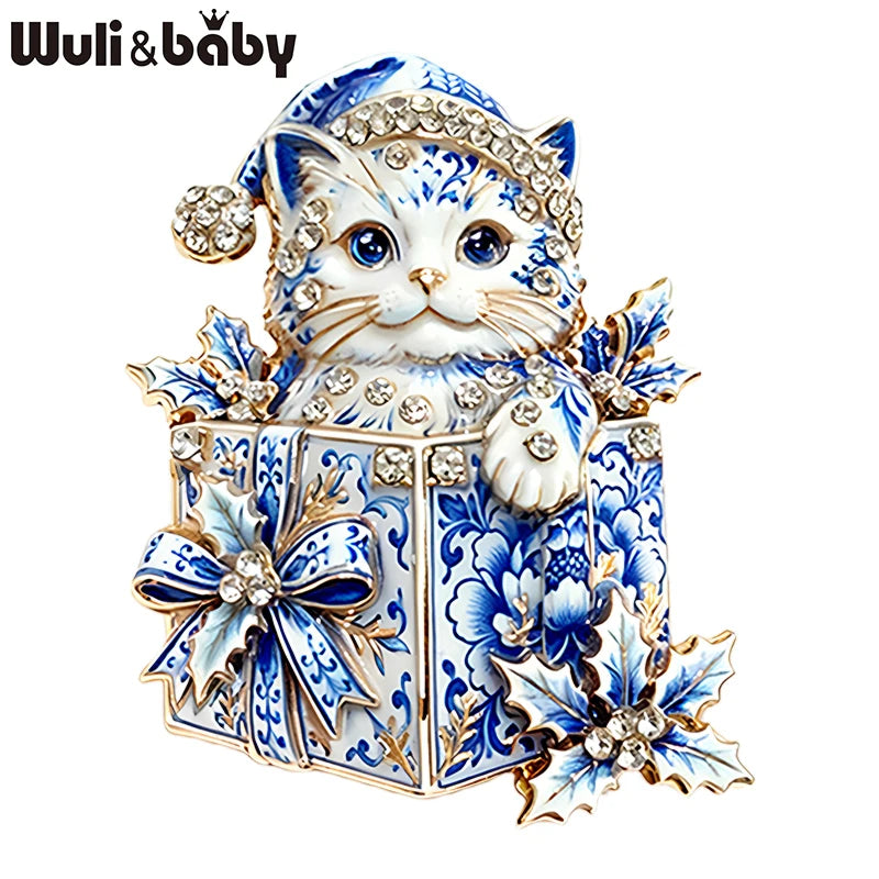 Christmas Brooch Pins for Women Tree Cat Santa Nutcracker Holiday Jewelry