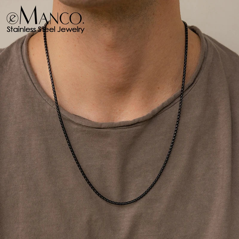 Minimalist Stainless Steel Necklace Box Chain Men & Women Jewelry
