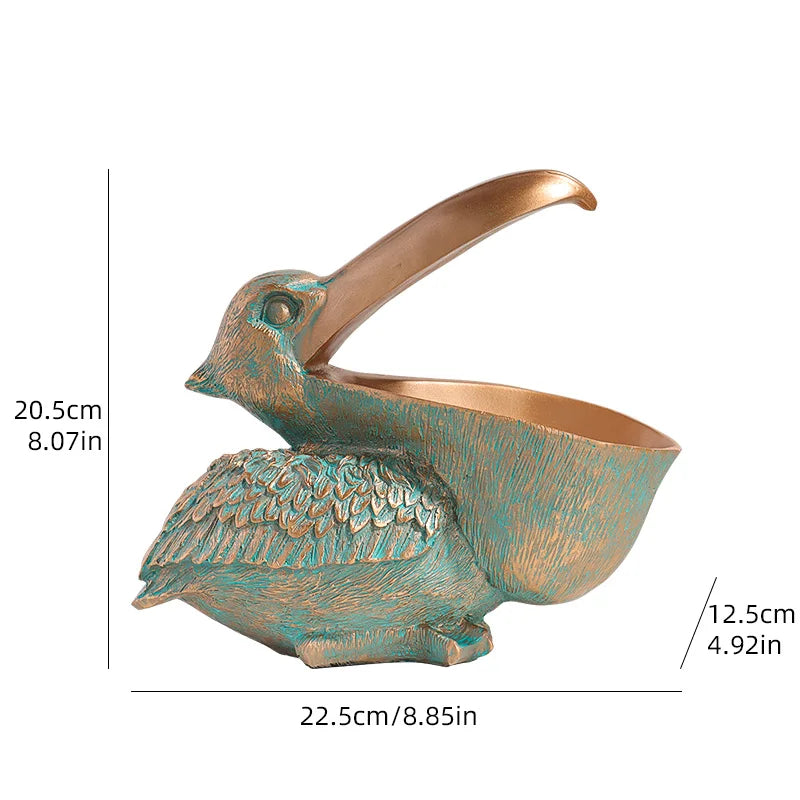 European-Style Pelican Animal Ornament with Key Storage for Liquor, Living & Shoe Cabinets