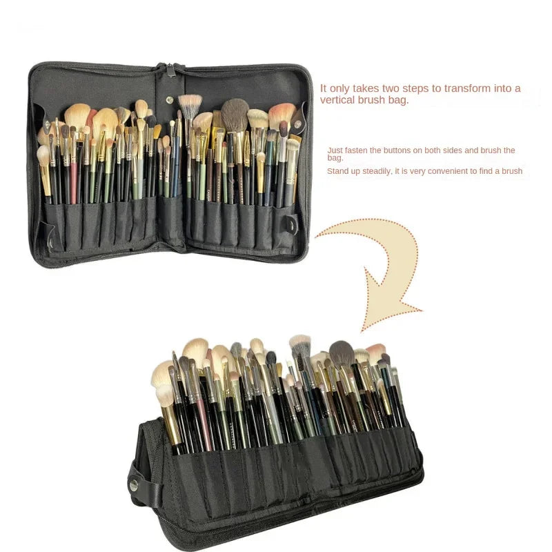 Foldable Makeup Brush Organizer Bag for Travel and Beauty Tools