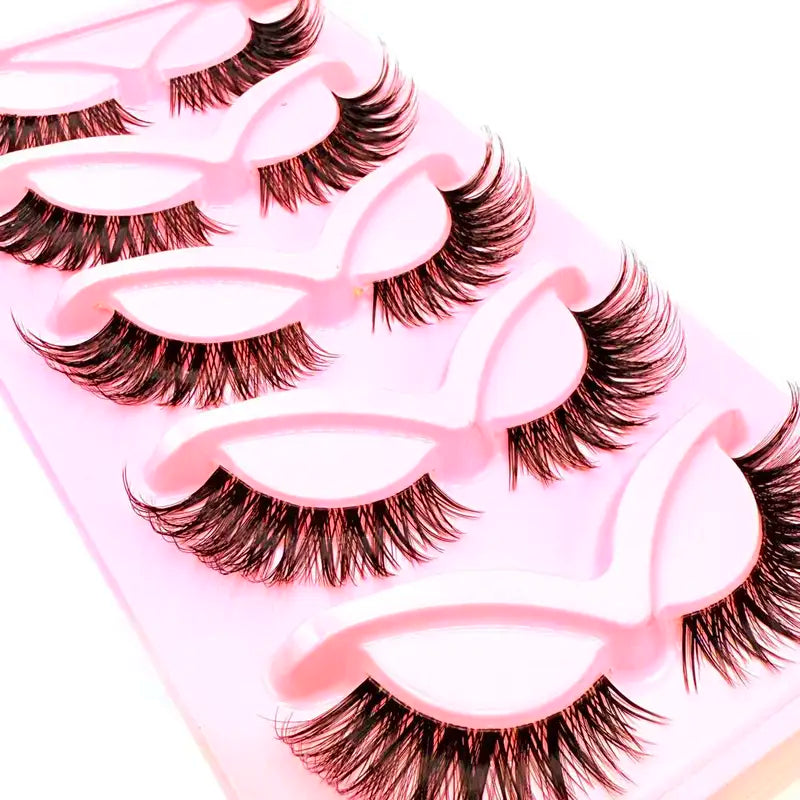 False Eyelashes 5 Pairs Long Thick Wispy Dramatic Eye Lashes for Stage & Party
