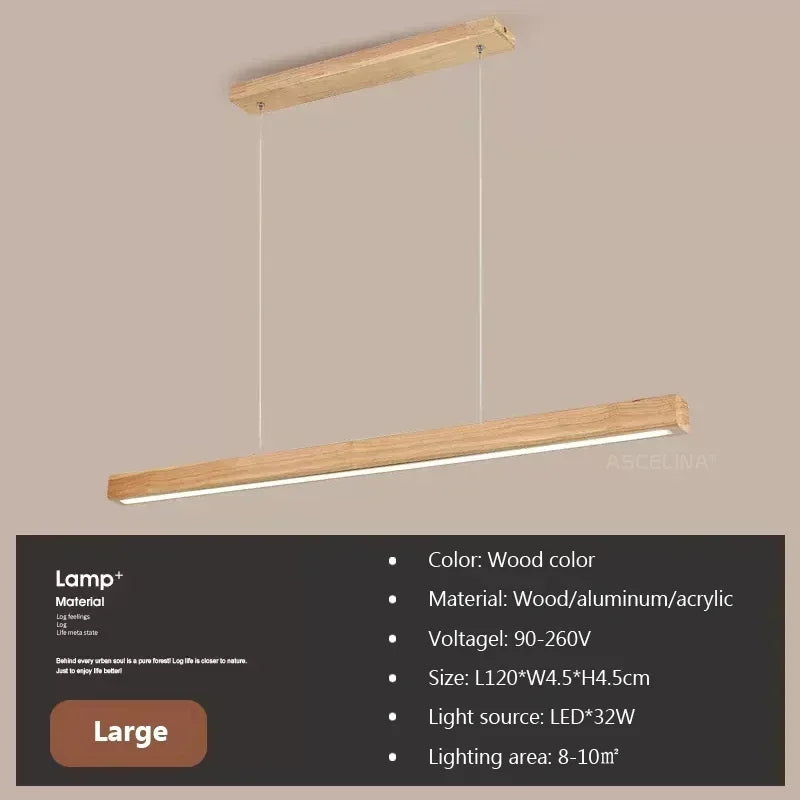 LED Pendant Light for Dining Room Living Room Modern Wood Suspension Fixture