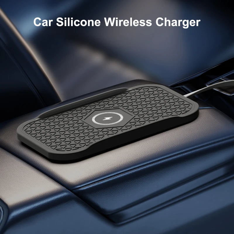 Wireless Car Phone Charger with Anti-Slip Mat for VW, Toyota, Audi - 15W Fast Charging Type C Cable