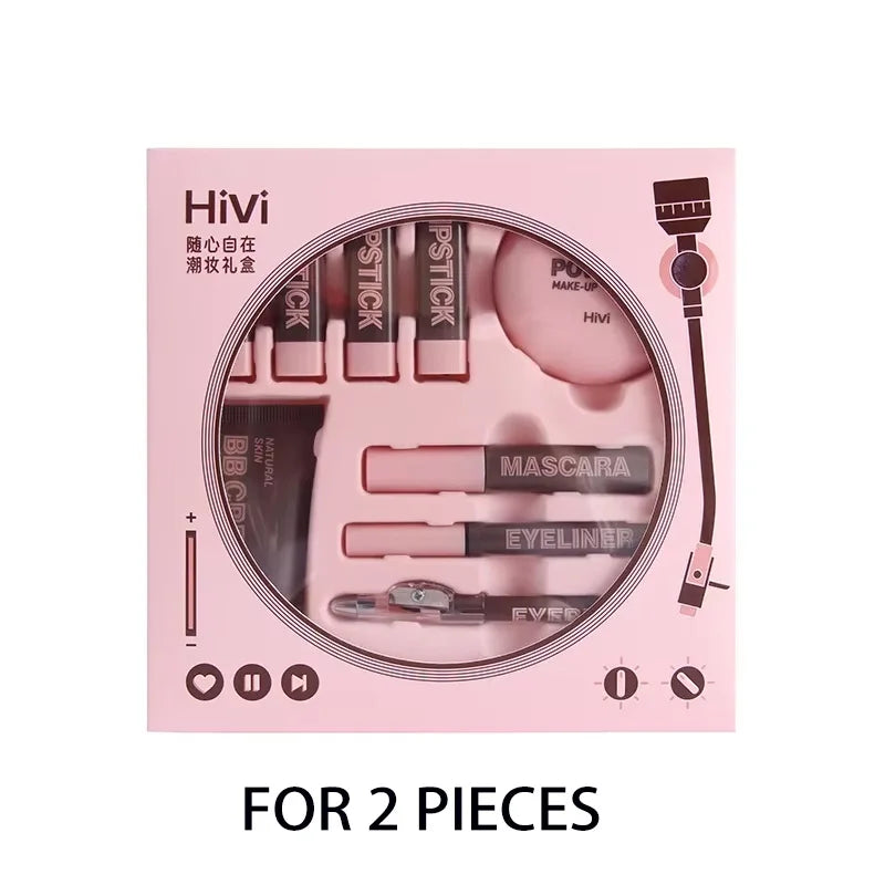 Women's Christmas Makeup Set with Lipsticks, Powder, BB Cream, Eyebrow Pencil, Mascara & Eyeliner
